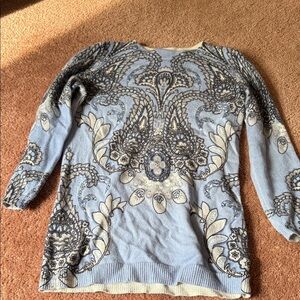 Talbots Blue and Cream Cashmere Sweater